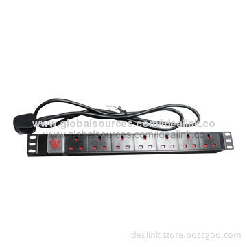 Power Distribution Unit with 13A UK Plug Socket, Made of Metal, 19-inch Network Cabinet Power